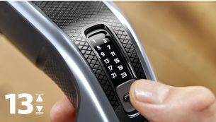 Easily select and lock-in 13 length settings: 0,5 to 23mm