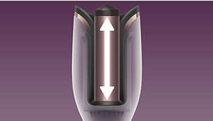 Il cilindro per ricci più lungo raccoglie il doppio dei capelli in una sola passata*