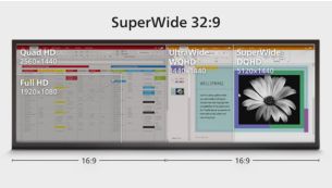 32:9 SuperWide screen design replaces dual-screen setup