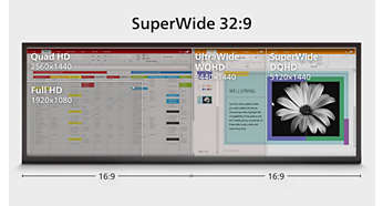 Çoklu ekran kurulumların yerini alması için tasarlanmış 32:9 SuperWide ekran