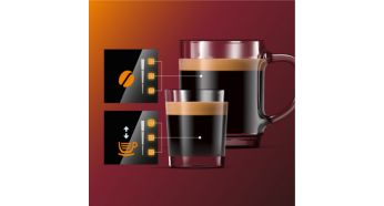 Ajusteaza intensitatea aromei si cantitatea cu My Coffee Choice