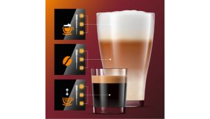 Passen Sie die Aromastärke und die Menge über "Meine Kaffeeauswahl" an.