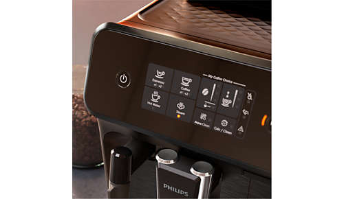 Facile scelta delle tue varietà di caffè preferite grazie al display touch intuitivo