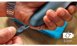 Быстрой зарядки за 5 минут хватит на один полный сеанс бритья