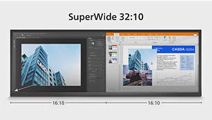 32 : 10 SuperWide ekraan on loodud asendama mitme ekraaniga seadistusi