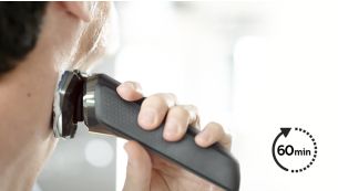Up to 60 minutes of cordless shaving when fully charged