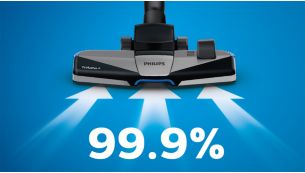 Recoge hasta el 99,9 % del polvo* para obtener una limpieza en profundidad