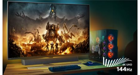 : PHILIPS Momentum 559M1RYV 55'' 4K HDR Gaming, Designed for  Xbox, 4K @ 120Hz (PC @ 144Hz), Low Latency, HDR 1000, Bowers & Wilkins  Speakers, Ambiglow, 4Yr Advanced Replacement, Black : Video Games