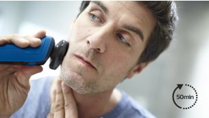 Up to 50 minutes of cordless shaving when fully charged