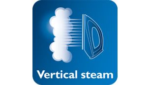 Vertical steam for crease removal in hanging fabrics