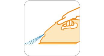 A fine spray evenly moistens the fabric