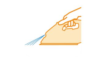 A fine spray evenly moistens the fabric