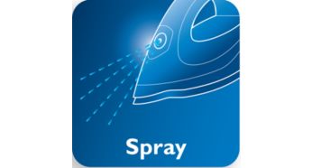 A fine spray evenly moistens the fabric