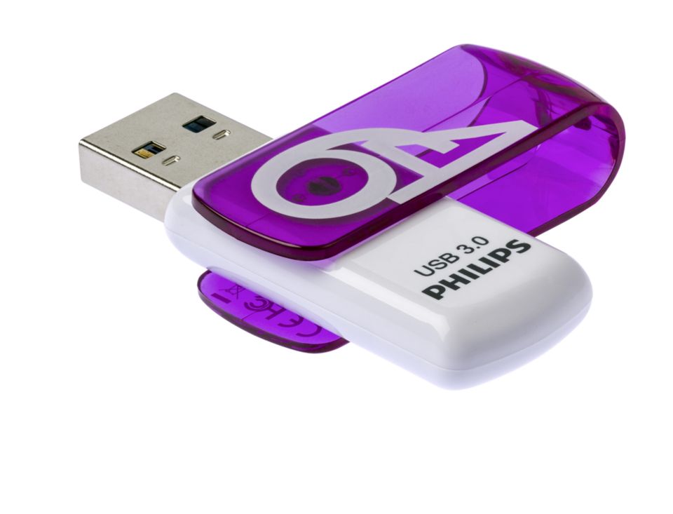 Clé USB - PHILIPS - Vivid 64 Go - Blanc et violet - USB 2.0 haute