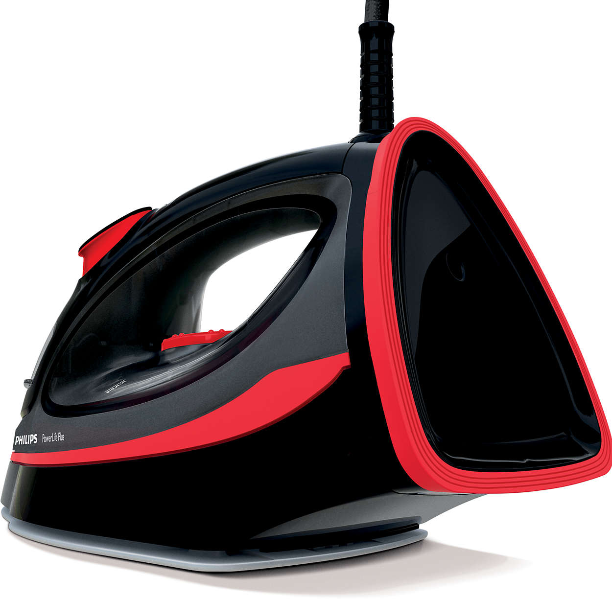 Image result for This iron features a specially designed extra large heel rest, which gives extra stability when it is put in vertical position