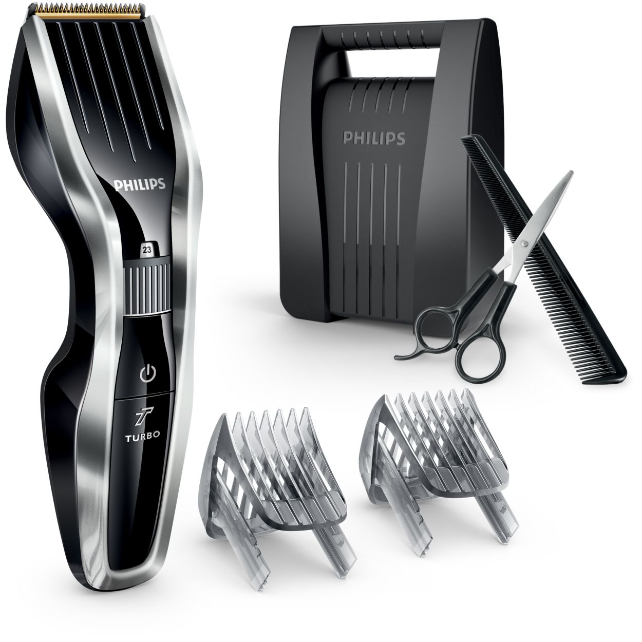 Philips Hairclipper series 7000 Hair clipper HC7450/80 Titanium Blades 24  length settings 120mins cordless use/1h charge Adjustable beard comb and  case with ...