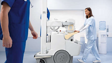O sistema de raios X móvel pode acessar todas as áreas do hospital