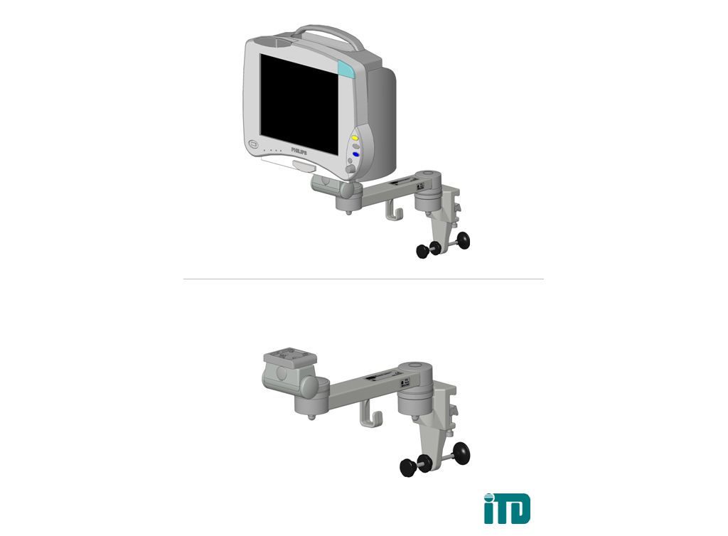 Single Support arm on horizontal standard runner: Mounting kit