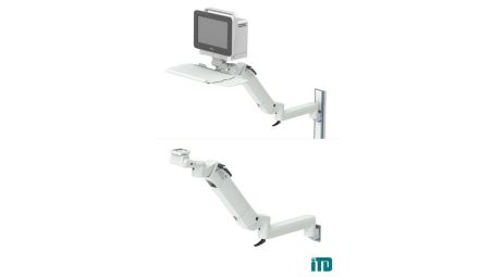 Height adjustable arm with extension on GCX wall channel