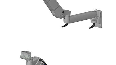 Height, adjustable arm with extension on ITD support extrusion