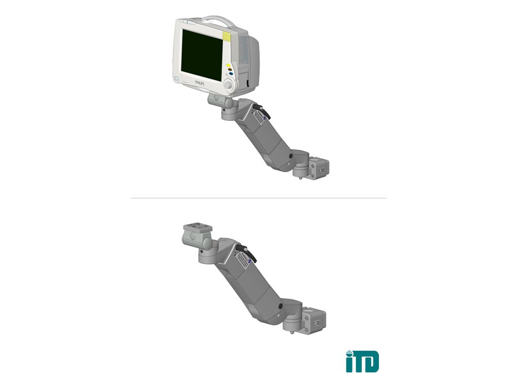 Height, adjustable arm on support bar D 25-42mm: Mounting kit