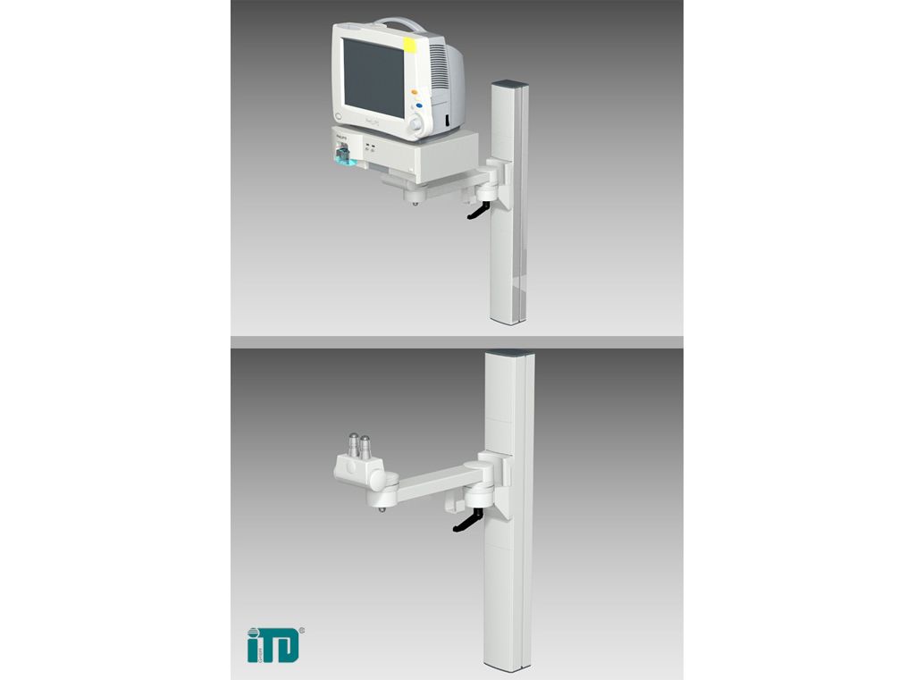 Single support arm for ITD support extrusion, including tilt and swivel Quickmount unit for Philips 