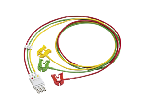 3-adriges Elektrodenkabel (IEC) mit Clipanschluss,  Kabellänge 1,0m, farbkodierte Kabel