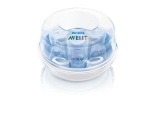 Microwave Steam Steriliser Kills 99.9% of harmful germs, sterilise in 2 min, fits 4 Philips Avent bottles, fits most microwaves