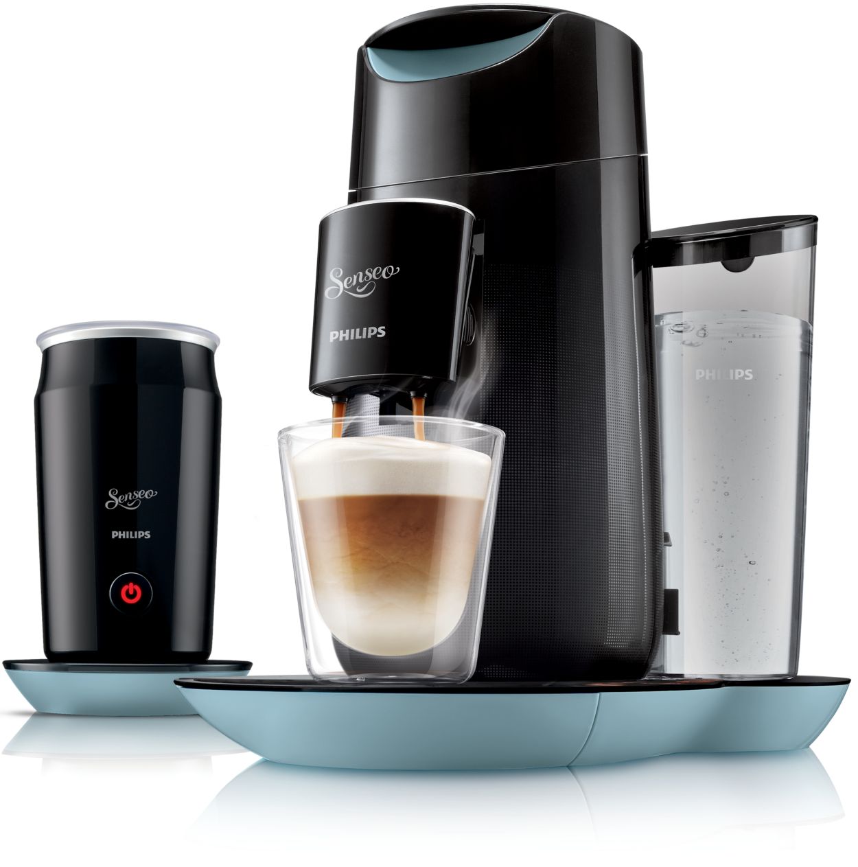 Twist & Milk Kaffeepadmaschine und Milchaufschäumer HD7874