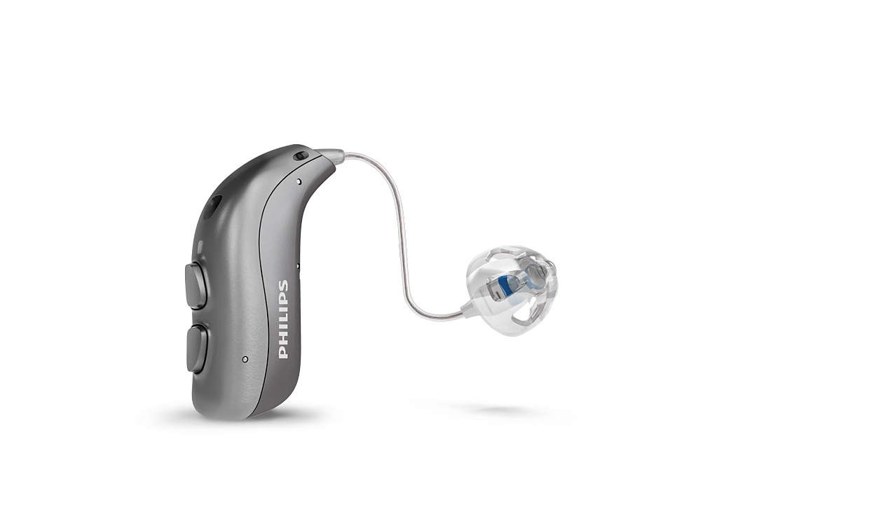 El dispositivo de audición recargable con receptor en el oído