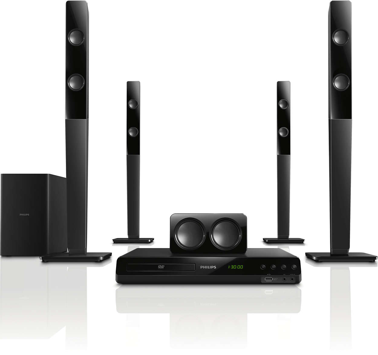 Powerful surround sound from compact speakers