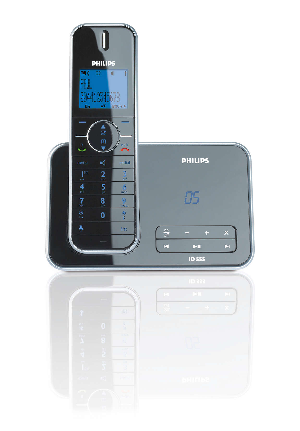Телефон филипс значки. Philips model id555 Duo. DECT телефон Филипс. Philips Dunlee 555. Philips телефон с трубкой.