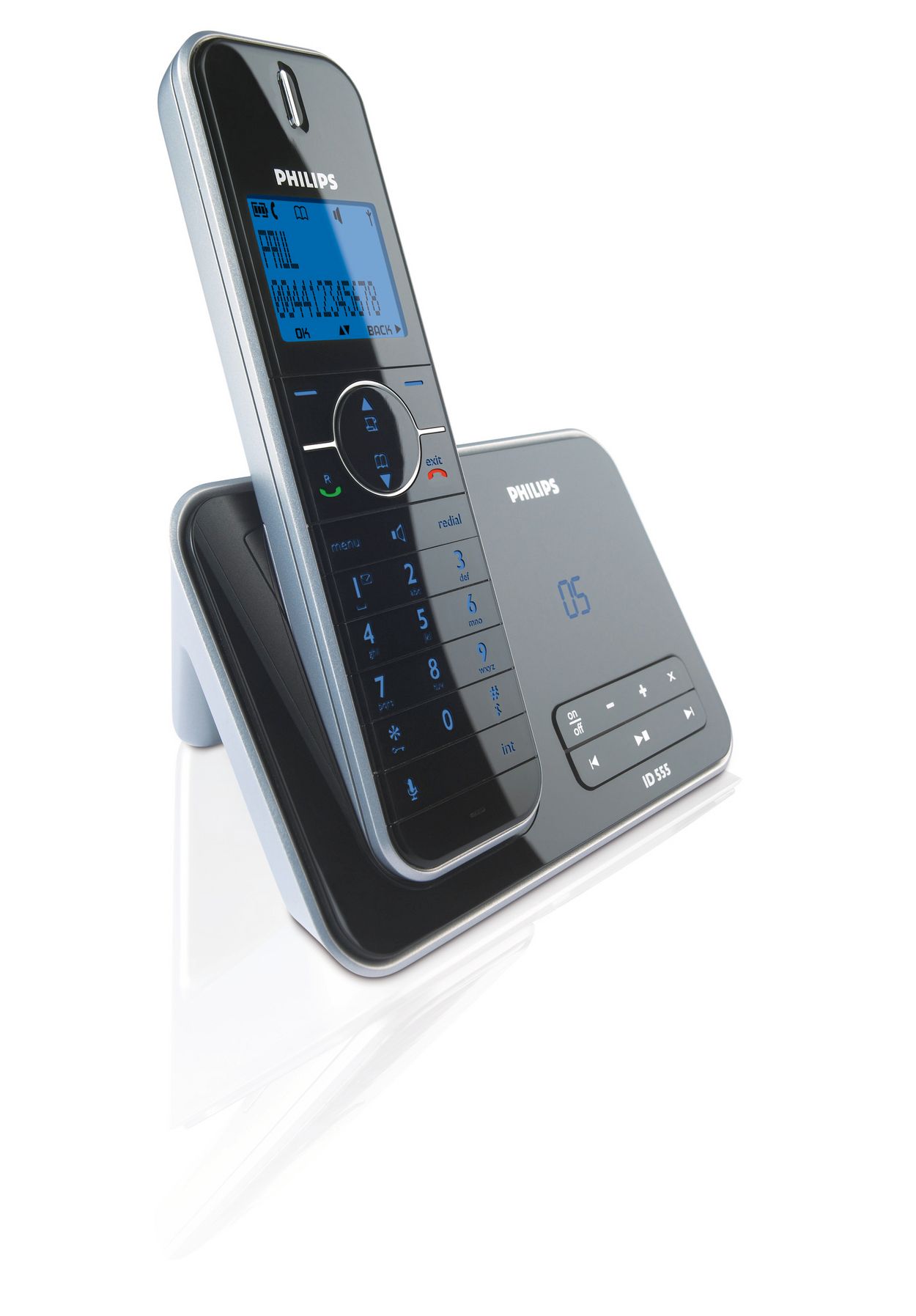 Philips - D2551B / 01- Téléphone DECT sans fil avec 1 combiné avec  répondeur, 50 noms / numéros et identification de l'appelant - Noir -  Téléphone fixe sans fil - Rue du Commerce