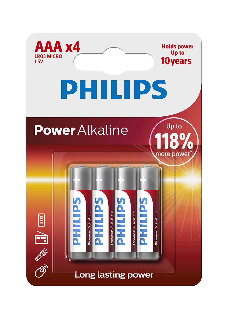 PHILIPS 4 x AAA Power Alkaline Batterie LR03P4B/10 