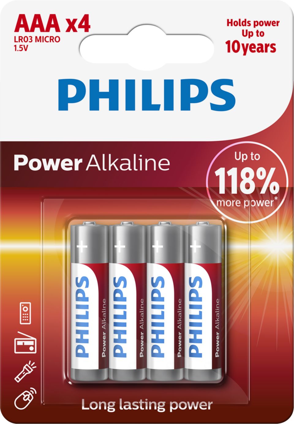 Power Alkaline Battery LR03P4B/94 Philips