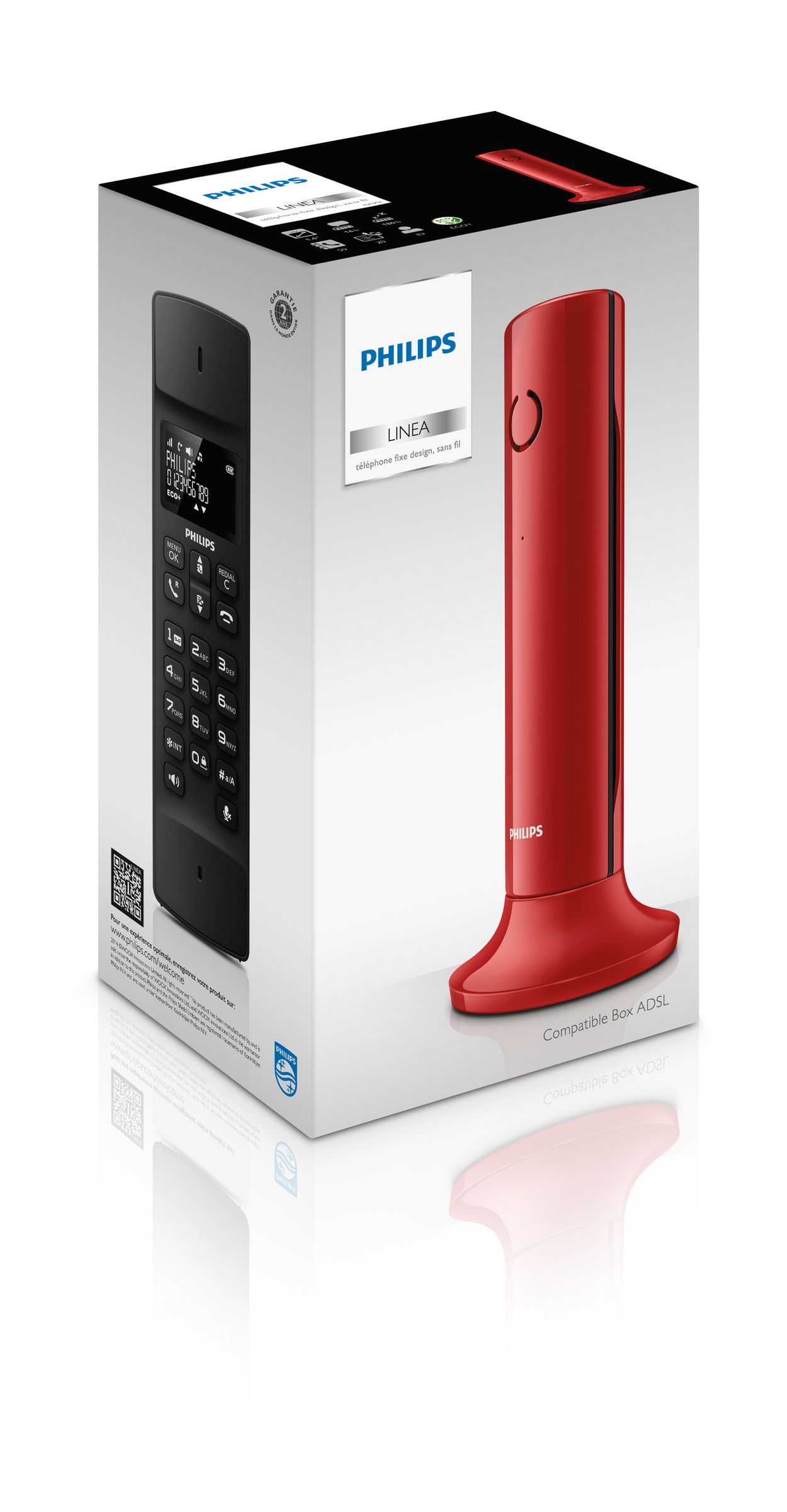Philips - Téléphone Sans Fil Philips M3501R/34 Rouge 1,8 - Téléphone fixe  sans fil - Rue du Commerce