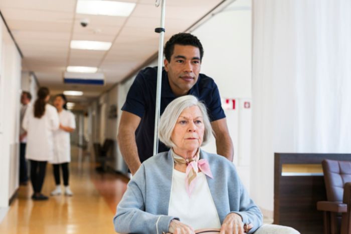 Patient in transfer through hospital