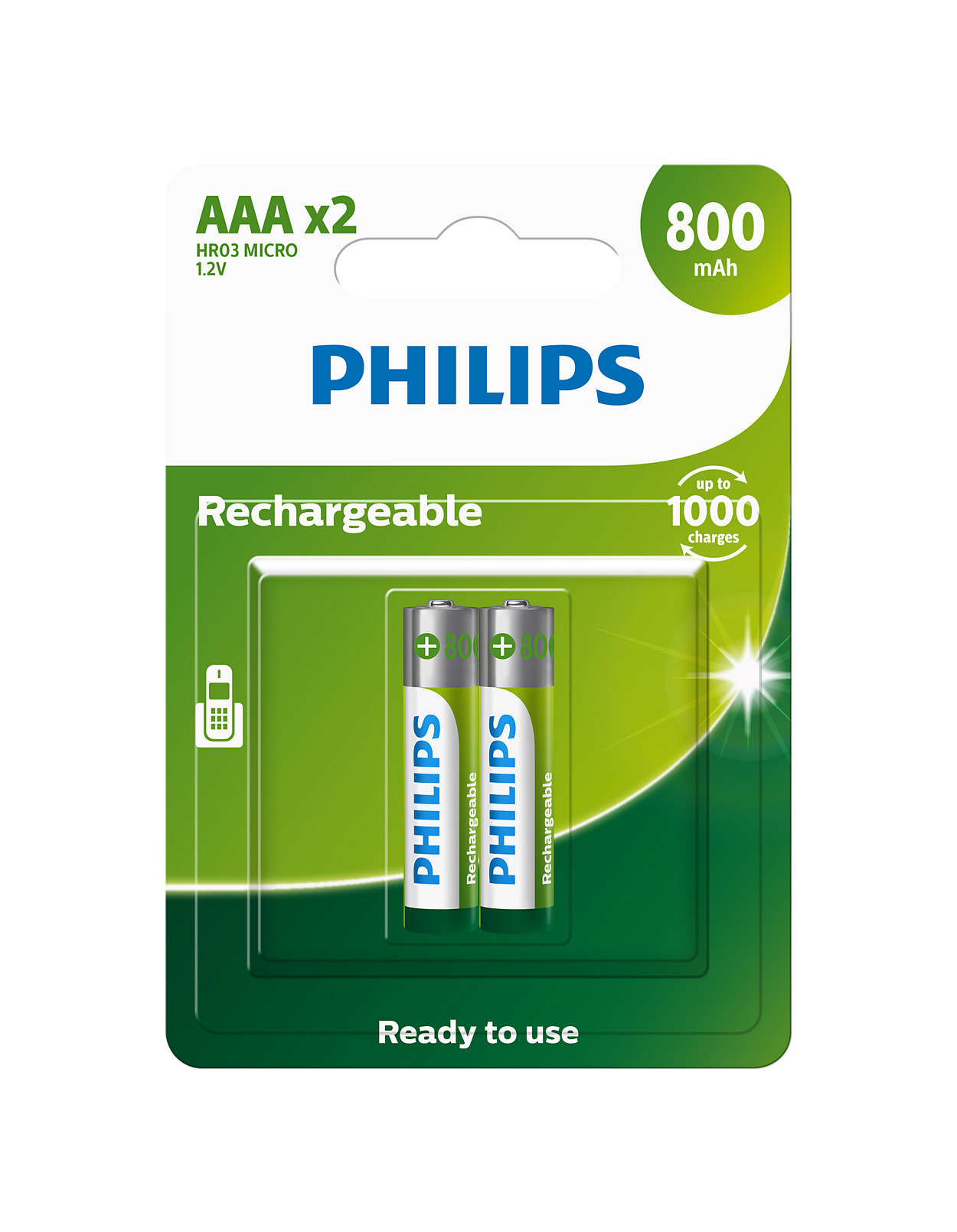 Pile rechargeable Philips PILES RECHARGEABLE AAA LR03 800 MAH