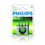 Philips R03B4A95/10 Pilas Recargables 950mAh AAA HR03 4 Unidades