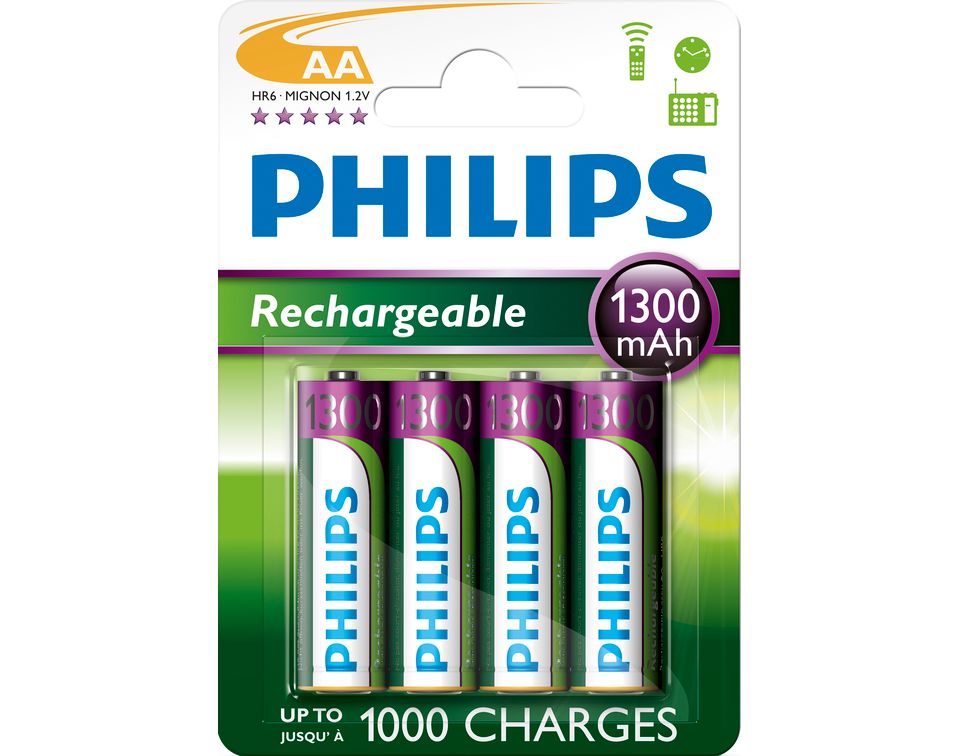 Philips Pile Rechargeable AA R6B4A130 profitez + longtemps de