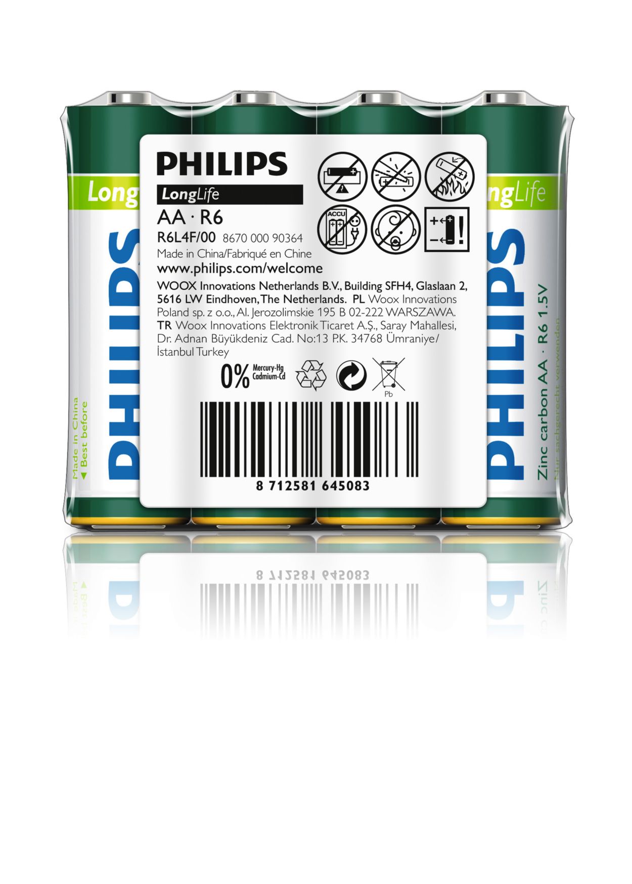 Longlife 電池r6l4f 00 Philips