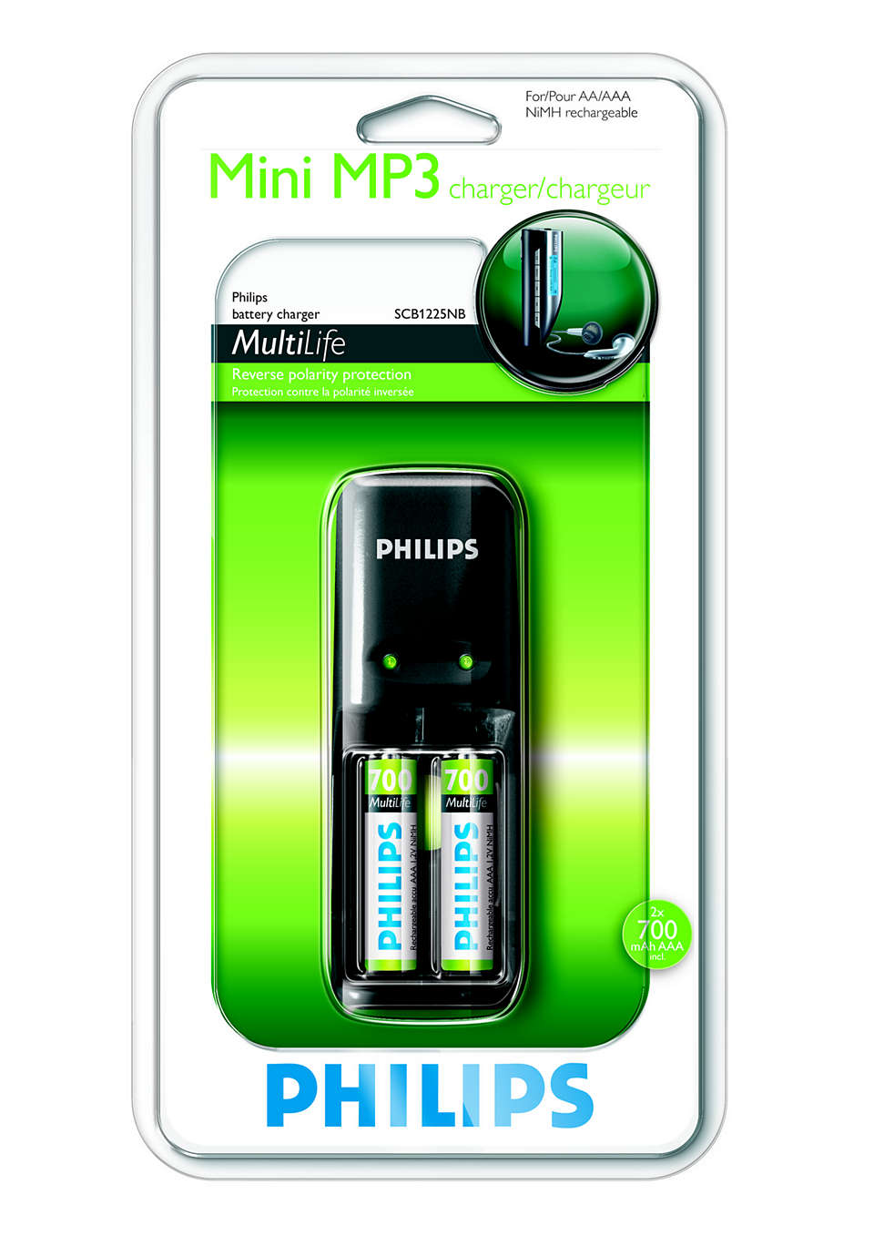 MultiLife Ładowarka akumulatorów SCB1225NB12 | Philips Philips Ładowarka akumulatorów AAAAA (4xAAA 800 mAh