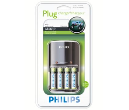 Philips Multilife SCB1450NB - Chargeur de batteries - (pour 4xAA/AAA) 4 x  AAA - NiMH - 800 mAh - Chargeur de batterie - Achat & prix