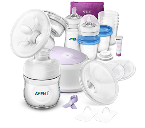 Potřeby pro kojení: odsávačka mateřského mléka, lahev, skladovací prostředky Philips Avent