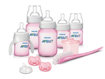 avent pink bottle set