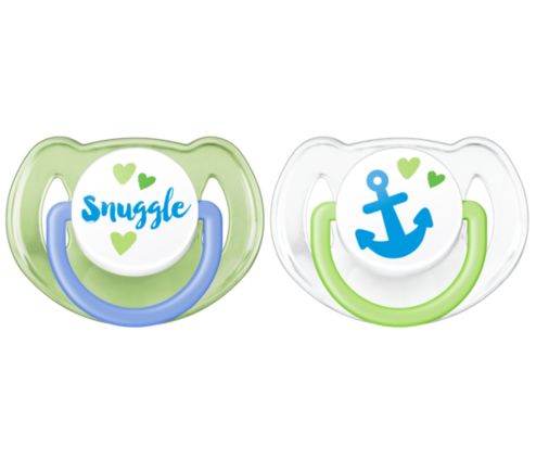 Philips Classic Pacifier 6-18 Months, Blue/Green, Anchor & Snuggle