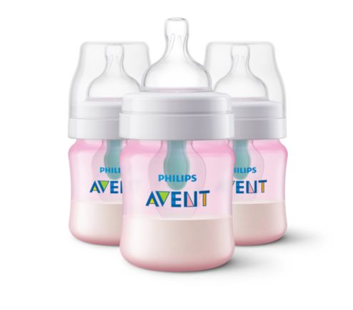 Philips Anti-colic Bottle with AirFree Vent, 4oz, 3 pack, Pink
