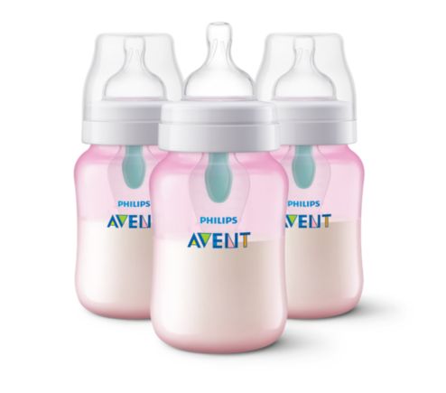 Philips Anti-colic Bottle with AirFree Vent, 9oz, 3 pack, Pink