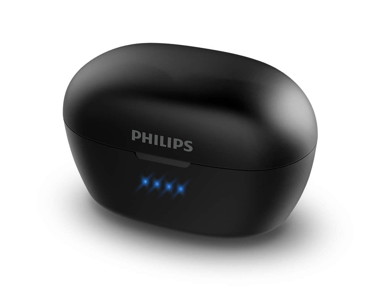 Philips Casque in Ears SHB2505BK/00 Écouteurs Intra-Auriculaires Noir Bluetooth, Microphone intégré, autonomie de la Batterie, réduction du Bruit, 3 Casques doreilles 