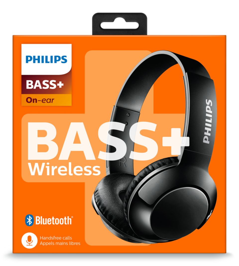 BASS+ Wireless On Ear Headphone with mic SHB3075BK/27 | Philips